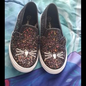 Black sparkling slip on sneakers